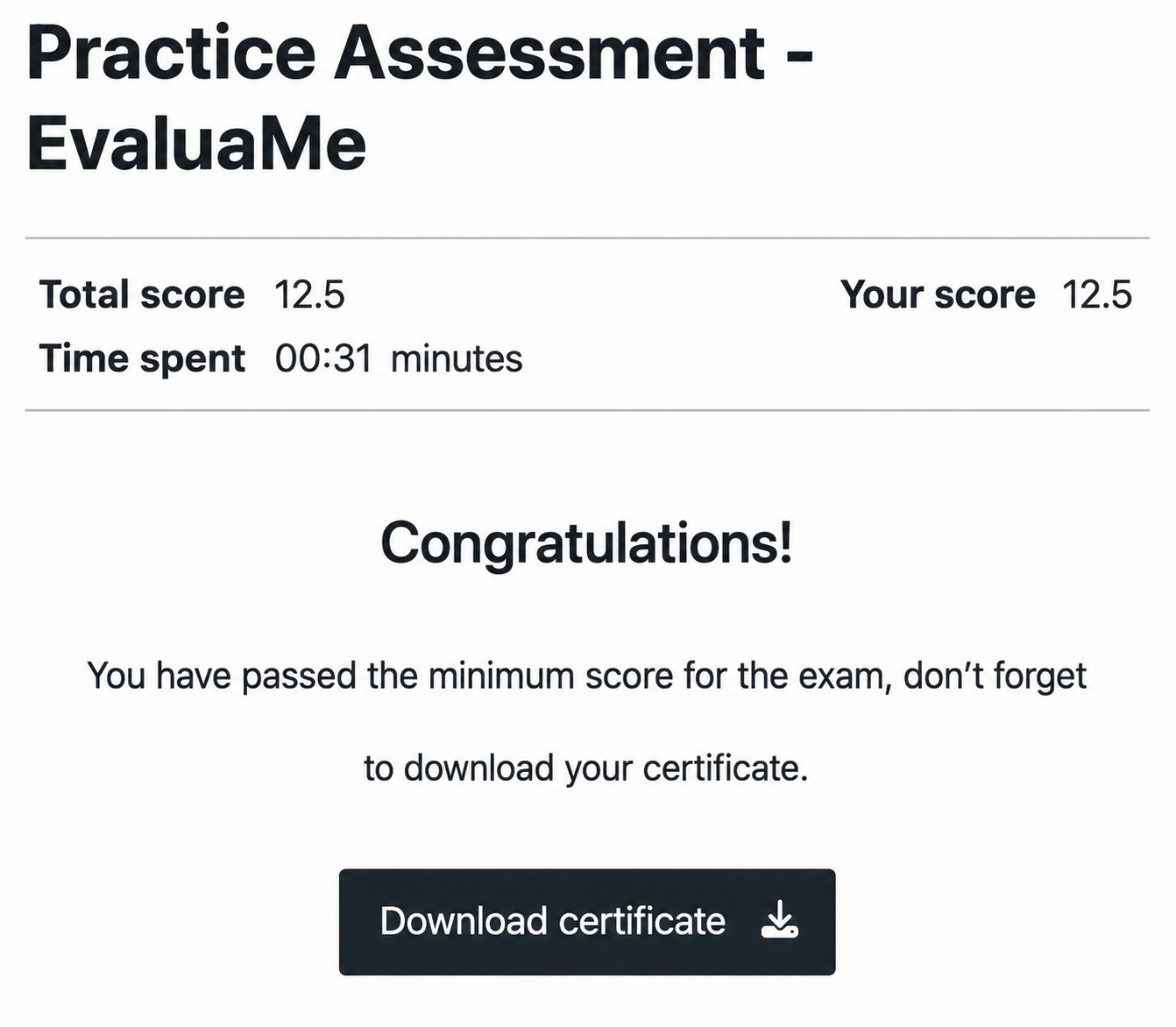 Final result and certificate download